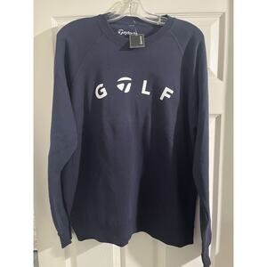 TaylorMade Navy Blue GOLF Crewneck Sweatshirt with White Logo